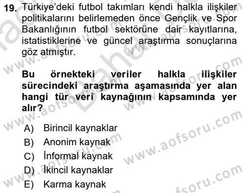 İşletme Fonksiyonları Dersi 2021 - 2022 Yılı (Final) Dönem Sonu Sınavı 19. Soru