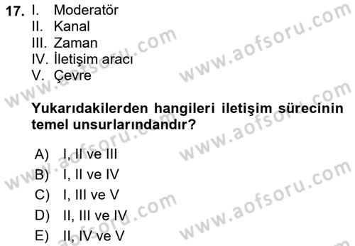İşletme Fonksiyonları Dersi 2023 - 2024 Yılı (Final) Dönem Sonu Sınavı 17. Soru