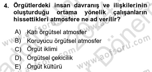 İşletme Fonksiyonları Dersi 2024 - 2025 Yılı (Final) Dönem Sonu Sınav Soruları 4. Soru