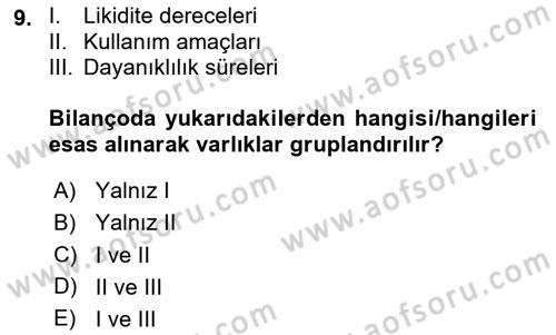 İşletme Fonksiyonları Dersi 2024 - 2025 Yılı (Final) Dönem Sonu Sınav Soruları 9. Soru