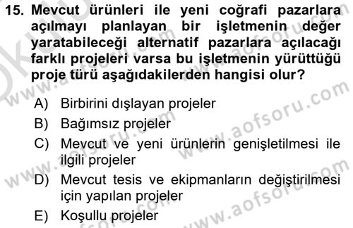 İşletme Fonksiyonları Dersi 2024 - 2025 Yılı Yaz Okulu Sınav Soruları 15. Soru
