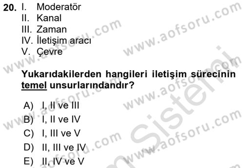 İşletme Fonksiyonları Dersi 2024 - 2025 Yılı Yaz Okulu Sınav Soruları 20. Soru
