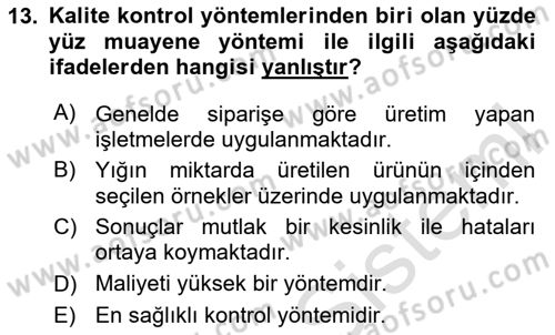 İşletme Fonksiyonları Dersi 2025 - 2026 Yılı (Vize) Ara Sınav Soruları 13. Soru