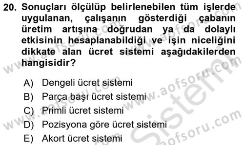 İşletme Fonksiyonları Dersi 2025 - 2026 Yılı (Vize) Ara Sınav Soruları 20. Soru
