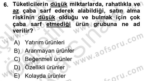 İşletme Fonksiyonları Dersi 2025 - 2026 Yılı (Vize) Ara Sınav Soruları 6. Soru