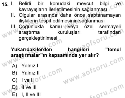 İşletme Fonksiyonları Dersi 2025 - 2026 Yılı (Final) Dönem Sonu Sınav Soruları 15. Soru