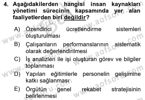 İşletme Fonksiyonları Dersi 2025 - 2026 Yılı (Final) Dönem Sonu Sınav Soruları 4. Soru