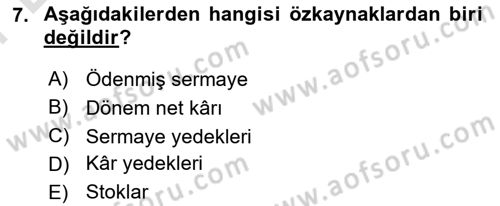 İşletme Fonksiyonları Dersi 2025 - 2026 Yılı (Final) Dönem Sonu Sınav Soruları 7. Soru