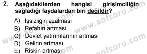 Genel İşletme Dersi Ara Sınavı Deneme Sınav Soruları 2. Soru