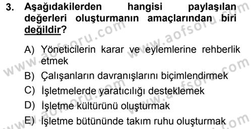 Genel İşletme Dersi 2012 - 2013 Yılı (Final) Dönem Sonu Sınav Soruları 3. Soru