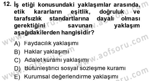 Genel İşletme Dersi Ara Sınavı Deneme Sınav Soruları 12. Soru