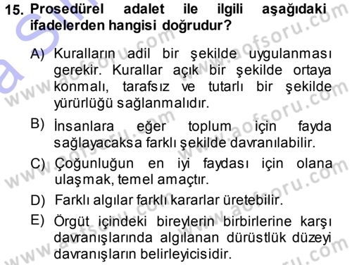 Genel İşletme Dersi Ara Sınavı Deneme Sınav Soruları 15. Soru