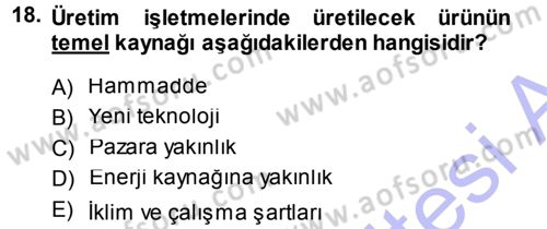 Genel İşletme Dersi Ara Sınavı Deneme Sınav Soruları 18. Soru