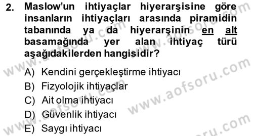 Genel İşletme Dersi Ara Sınavı Deneme Sınav Soruları 2. Soru