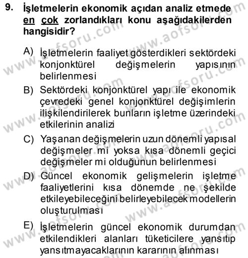 Genel İşletme Dersi Ara Sınavı Deneme Sınav Soruları 9. Soru
