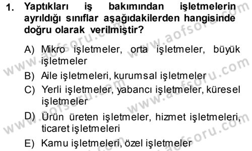 Genel İşletme Dersi 2013 - 2014 Yılı (Final) Dönem Sonu Sınav Soruları 1. Soru