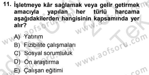Genel İşletme Dersi 2013 - 2014 Yılı Tek Ders Sınav Soruları 11. Soru