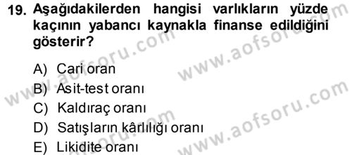 Genel İşletme Dersi 2013 - 2014 Yılı Tek Ders Sınav Soruları 19. Soru