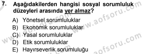 Genel İşletme Dersi 2013 - 2014 Yılı Tek Ders Sınav Soruları 7. Soru