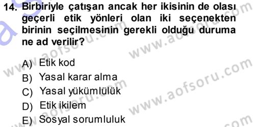 Genel İşletme Dersi Ara Sınavı Deneme Sınav Soruları 14. Soru