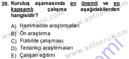 Genel İşletme Dersi Ara Sınavı Deneme Sınav Soruları 20. Soru