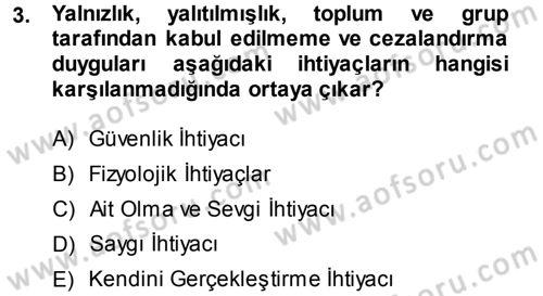 Genel İşletme Dersi Ara Sınavı Deneme Sınav Soruları 3. Soru