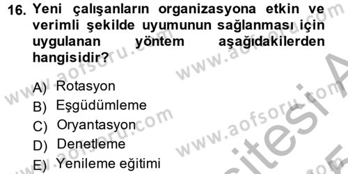 Genel İşletme Dersi 2014 - 2015 Yılı (Final) Dönem Sonu Sınav Soruları 16. Soru