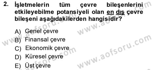 Genel İşletme Dersi 2014 - 2015 Yılı (Final) Dönem Sonu Sınav Soruları 2. Soru