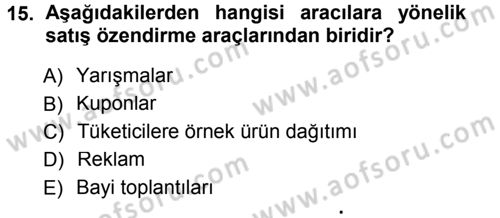 Genel İşletme Dersi 2014 - 2015 Yılı Tek Ders Sınavı 15. Soru