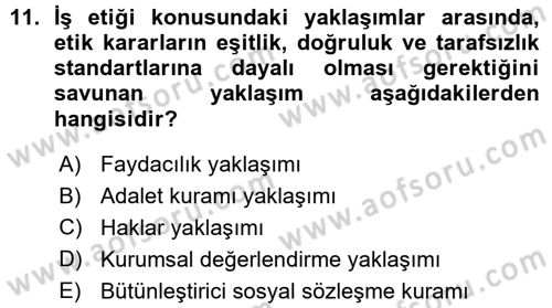 Genel İşletme Dersi 2015 - 2016 Yılı (Vize) Ara Sınav Soruları 11. Soru