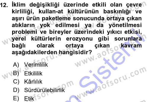 Genel İşletme Dersi Ara Sınavı Deneme Sınav Soruları 12. Soru