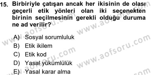 Genel İşletme Dersi 2015 - 2016 Yılı (Vize) Ara Sınav Soruları 15. Soru