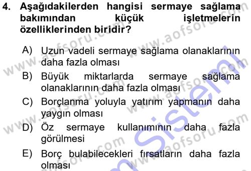Genel İşletme Dersi Ara Sınavı Deneme Sınav Soruları 4. Soru