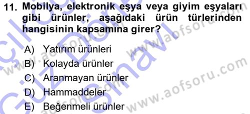 Genel İşletme Dersi 2015 - 2016 Yılı (Final) Dönem Sonu Sınav Soruları 11. Soru