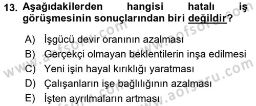 Genel İşletme Dersi 2015 - 2016 Yılı (Final) Dönem Sonu Sınav Soruları 13. Soru