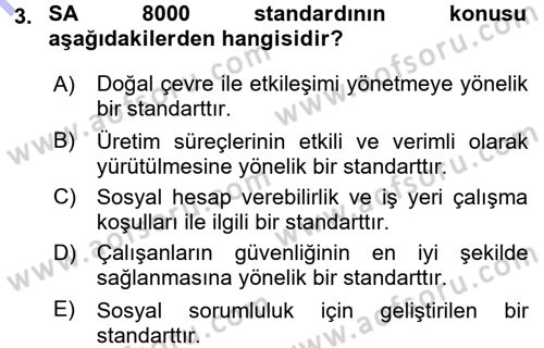 Genel İşletme Dersi 2015 - 2016 Yılı (Final) Dönem Sonu Sınav Soruları 3. Soru