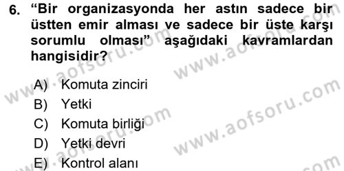 Genel İşletme Dersi 2015 - 2016 Yılı (Final) Dönem Sonu Sınav Soruları 6. Soru