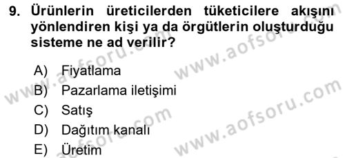 Genel İşletme Dersi 2015 - 2016 Yılı (Final) Dönem Sonu Sınav Soruları 9. Soru