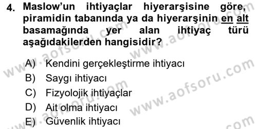 Genel İşletme Dersi 2015 - 2016 Yılı Tek Ders Sınav Soruları 4. Soru