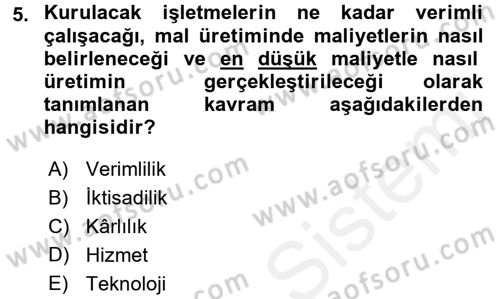 Genel İşletme Dersi 2015 - 2016 Yılı Tek Ders Sınav Soruları 5. Soru