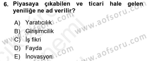Genel İşletme Dersi 2015 - 2016 Yılı Tek Ders Sınav Soruları 6. Soru