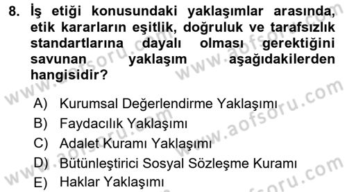Genel İşletme Dersi 2015 - 2016 Yılı Tek Ders Sınav Soruları 8. Soru