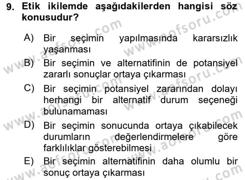 Genel İşletme Dersi 2015 - 2016 Yılı Tek Ders Sınav Soruları 9. Soru
