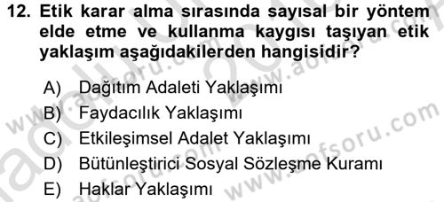 Genel İşletme Dersi 2016 - 2017 Yılı (Vize) Ara Sınav Soruları 12. Soru