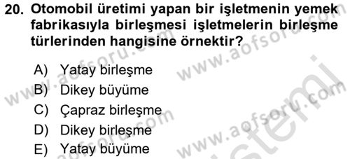 Genel İşletme Dersi Ara Sınavı Deneme Sınav Soruları 20. Soru
