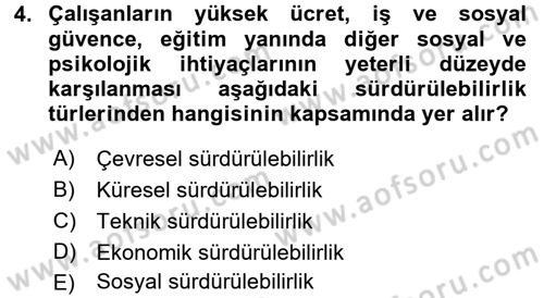 Genel İşletme Dersi Ara Sınavı Deneme Sınav Soruları 4. Soru