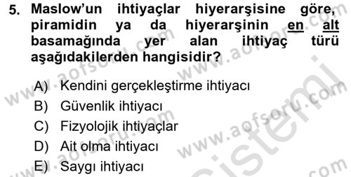 Genel İşletme Dersi 2016 - 2017 Yılı (Vize) Ara Sınavı 5. Soru