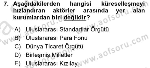 Genel İşletme Dersi Ara Sınavı Deneme Sınav Soruları 7. Soru