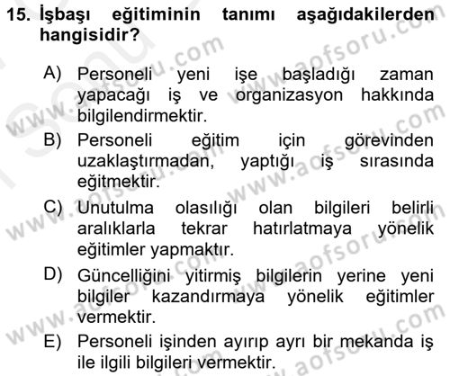 Genel İşletme Dersi 2016 - 2017 Yılı (Final) Dönem Sonu Sınav Soruları 15. Soru