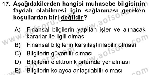Genel İşletme Dersi 2016 - 2017 Yılı (Final) Dönem Sonu Sınav Soruları 17. Soru